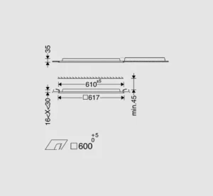 چراغ توکار اپتیلد 60*60 با توان 42 وات 1 ابعادچراغ توکار اپتیلد 60×60 با توان 42 وات مازینور