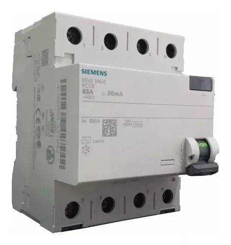 کلید محافظ جان چهار پل 100 آمپر زیمنس تایپ AC کد 5SM3348-0