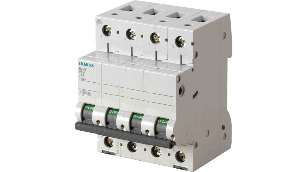کلید مینیاتوری 20 آمپر سه پل+نول 10 کیلو آمپر زیمنس تیپ C کد 5SL4620-7