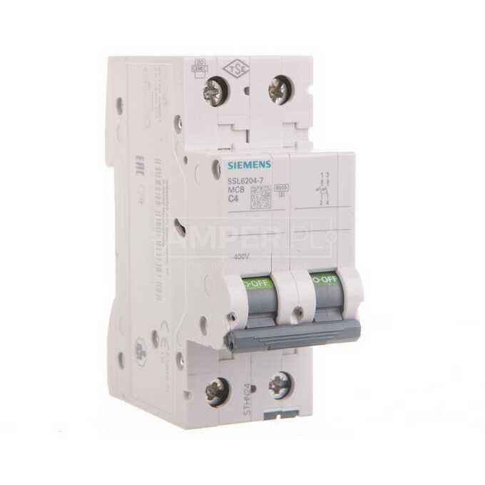 کلید مینیاتوری 40 آمپر دو پل 6 کیلو آمپر زیمنس تیپ C کد 5SL6240-7