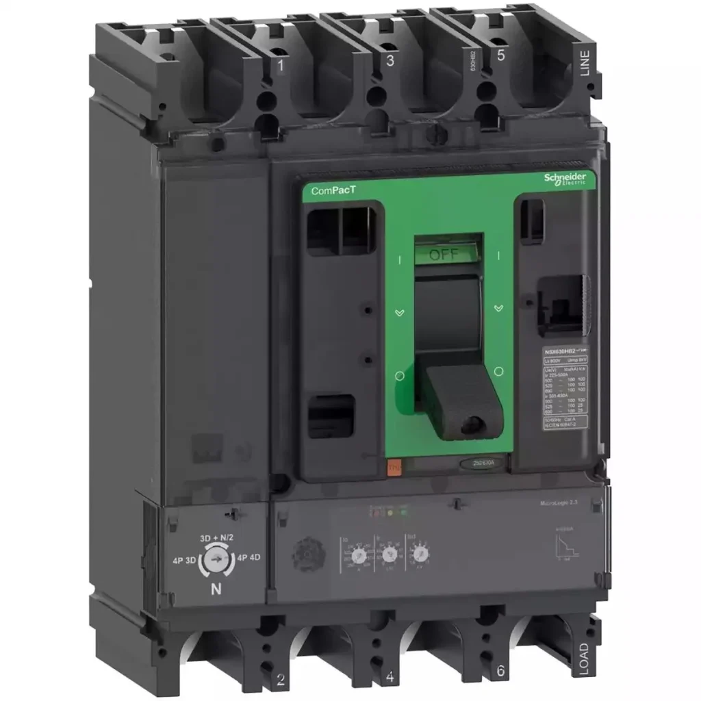 کلید اتوماتیک اشنایدر 200 آمپر چهار پل 3D - 36KA کد C25F6TM200