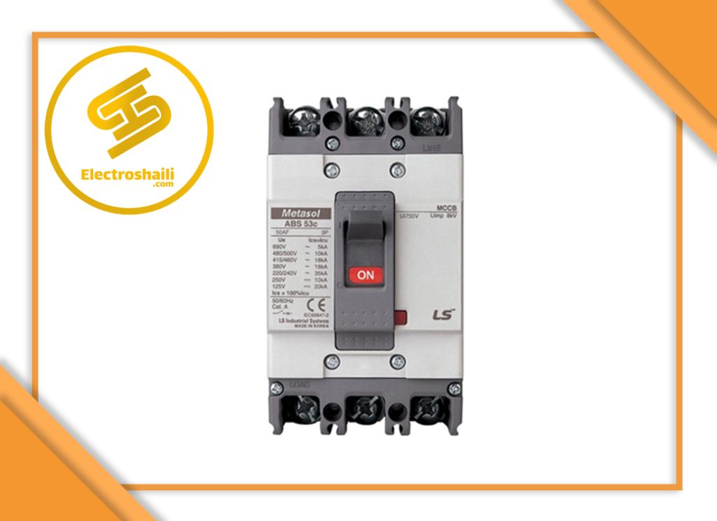 کلید اتوماتیک 3پل 63A قابل تنظیم حرارتی 100 آمپر فریم ال اس کد ABH103C/63