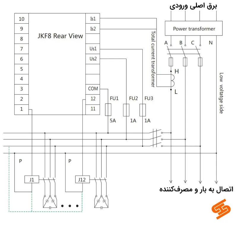 رگولاتور خازنی 6 پله چینت مدل JKF8-6 2 دیاگرام رگولاتور خازنی چینت