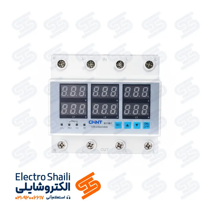 محافظ ولتاژ و جریان سه فاز قابل تنظیم 100 آمپر چینت سری NJVA1